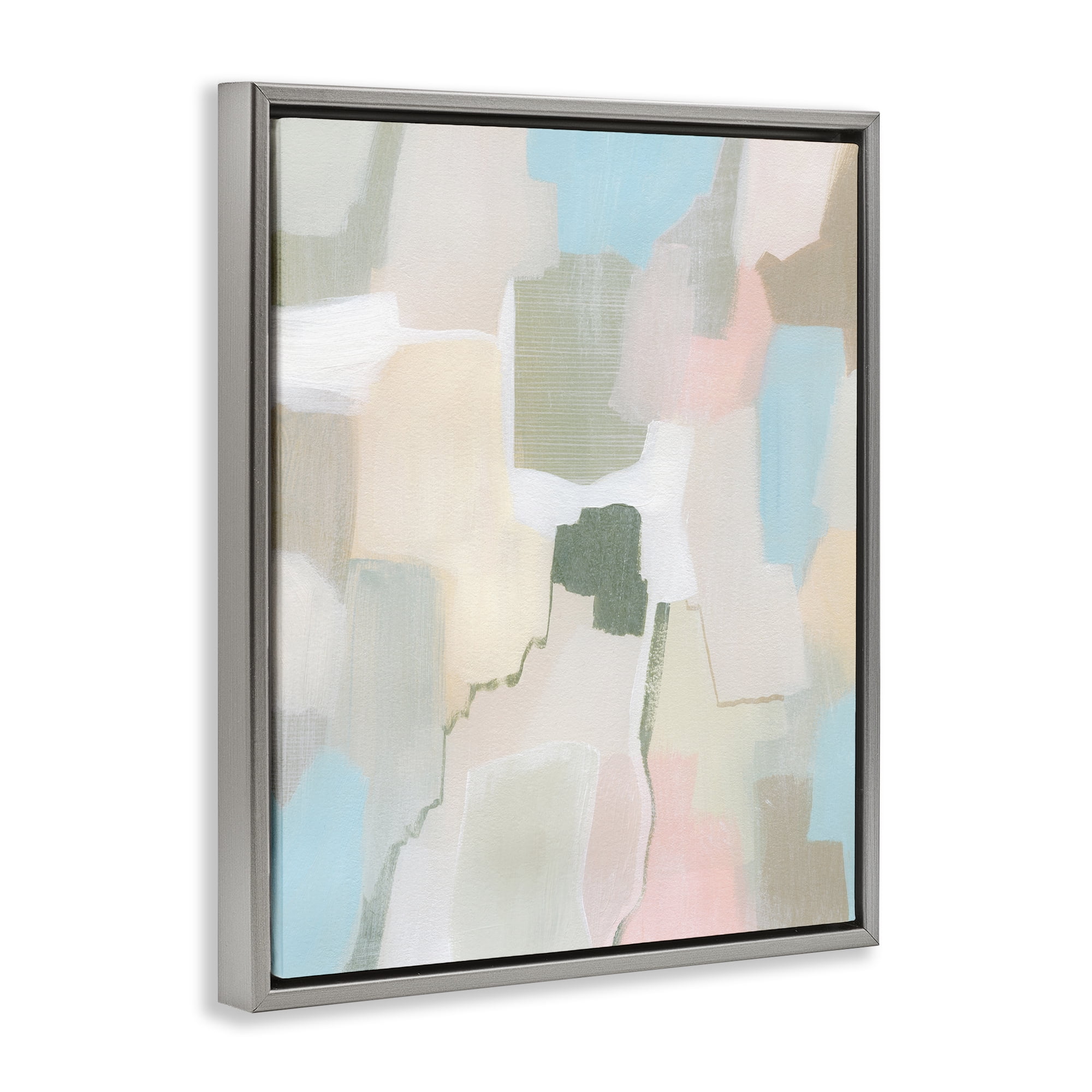 Stupell Industries Soft Abstract Expression Abstract Painting Gray Floater Framed Canvas Art Print Wall Art, 17 x 21