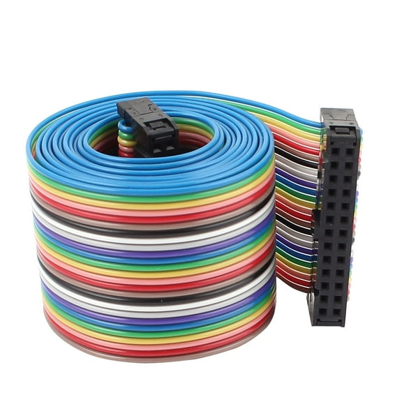 2.54mm Pitch 26 Pin 26 Way F/F Rainbow IDC Flat Ribbon Cable Connector 118cm