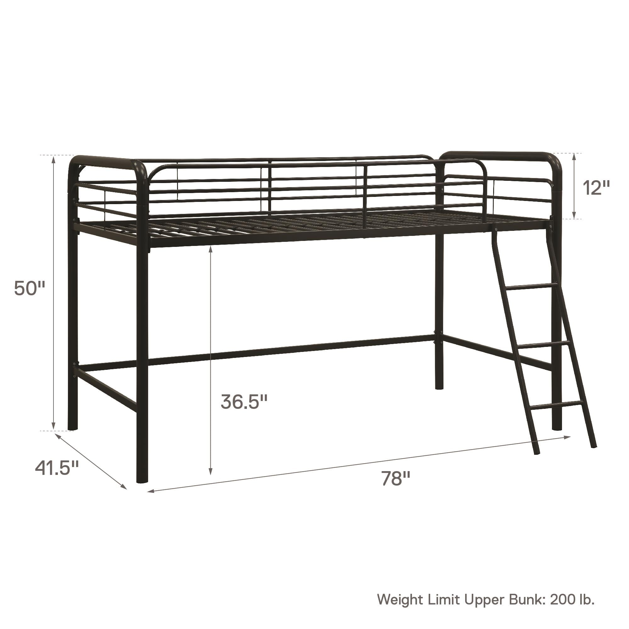 DHP Jett Junior Twin Metal Kids Loft Bed, Black - Walmart.com