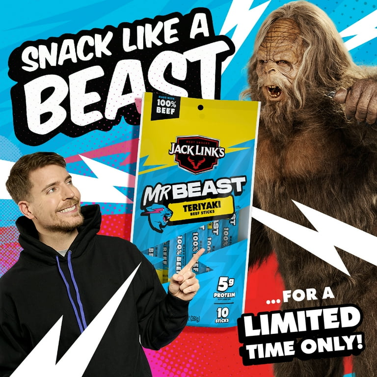 Jack Link's x MrBeast Teriyaki Beef Sticks, 9.20 Ounce, 10 count