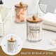 thumbnail image 3 of Paquete de 3 dispensadores con tapas de bambú - Recipientes de boticario de plástico transparente de 10 oz para almacenamiento de maquillaje de tocador - Juego de accesorios de baño para hisopos de al, 3 of 4