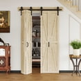 thumbnail image 2 of 50" X 84" Pine Solid Core Wood Unfinished K/Plank Bi-Fold Barn Door With Installation Hardware Kit, 2 of 8