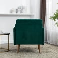 thumbnail image 6 of Modern Chaise Lounge Armchair Velvet Club Chair with Rose Golden Legs, Single Sofa Chair Upholstered Living Room Chair with Soft Padded Seat - Green, 6 of 8
