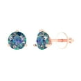 thumbnail image 2 of 2 Ct Round Cut Studs Blue Moissanite 14K Rose Solid Solid Gold Everyday Dainty Earrings Screw Back, 2 of 7