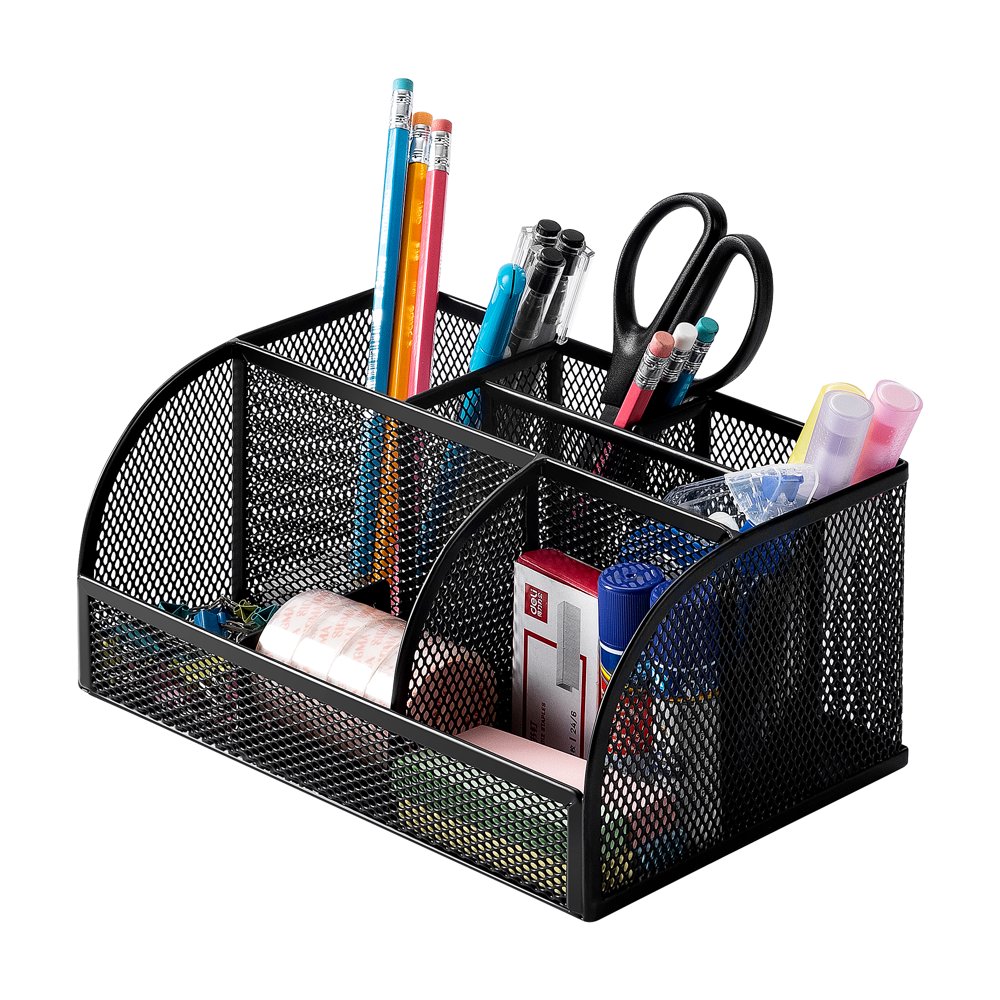 Deli Mesh Desktop Organizer Office Supplies, 7 Compartments, Black