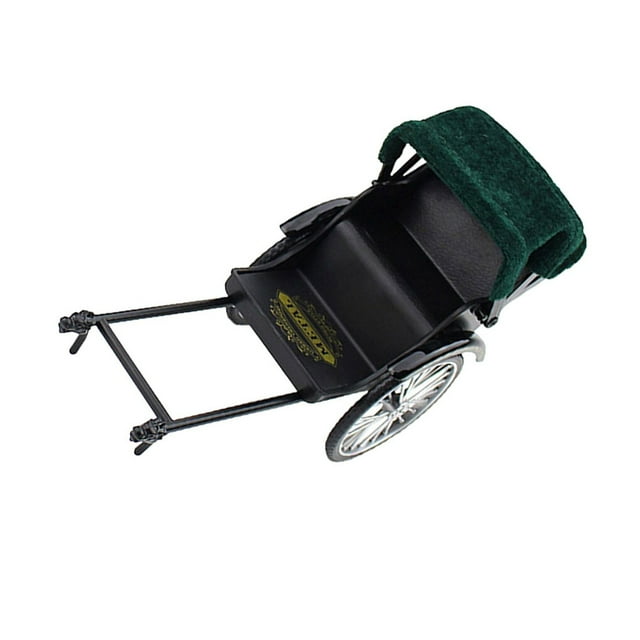 High Quality Simulation Toy Rickshaw 1/12 Pull Model Car simulation alloy Decoration Girl black
