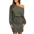 thumbnail image 1 of Vestido, Vestido de mujer de manga larga con cintura elástica vestido casual de otoño Tomshoo Verde/Extragrande, 1 of 7