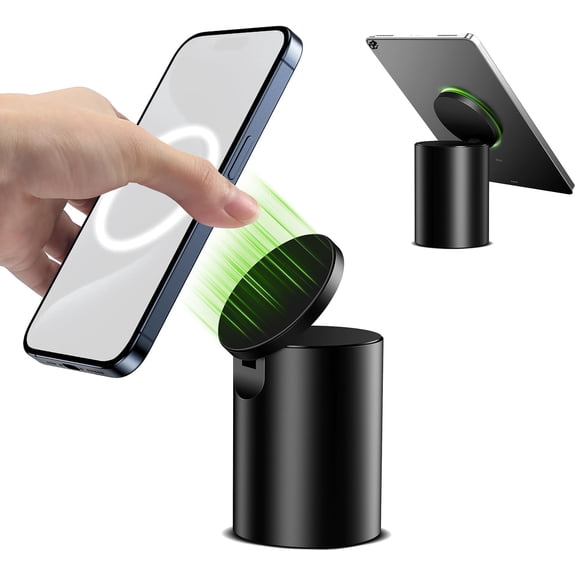 Ijhsc Heavy Duty Aluminum Magnetic Phone Stand, for Magsafe Stand for iPhone, Adjustable Cell Phone Holder for Desk, Computer Office Desk Accessories, Fits 4-11in iPhone, Kindle, iPads, Tablets