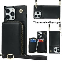 iPhone 14 Pro Max Crossbody Wallet Case, Zipper Pocket Phone Case Cross Body Strap with RFID Blocking Carring Bag Credit Card Premium Leather For iPhone 14 Pro Max, Black