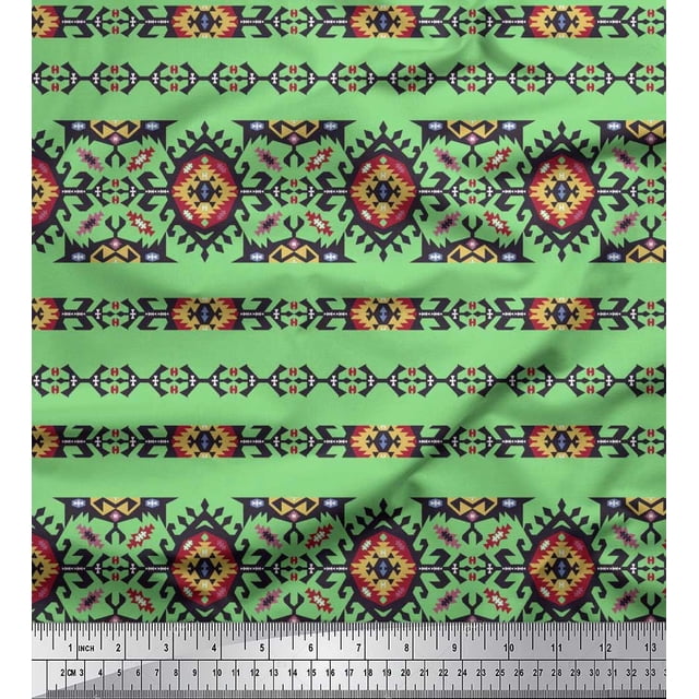 Soimoi Poly Georgette Fabric Aztec Southwestern Print Fabric by Yard 52 Inch Wide