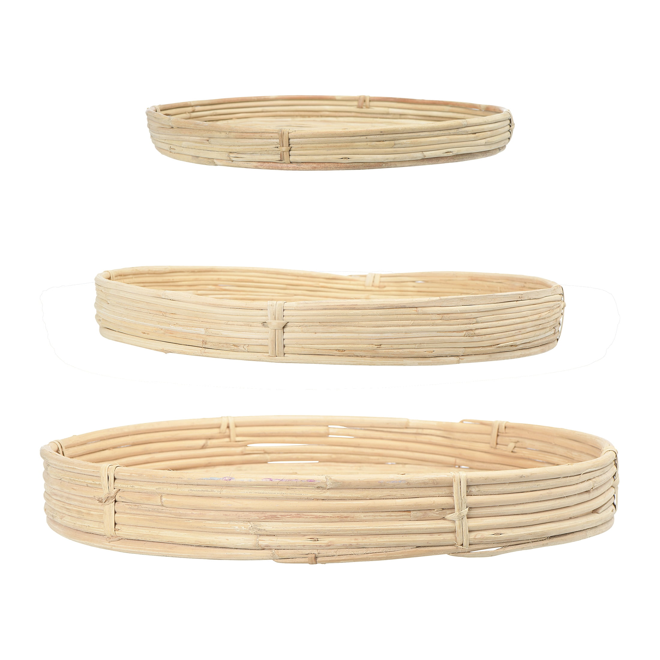 Bloomingville Natural Hand-Woven Cane Trays, Set of 3