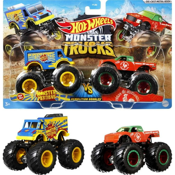 Hot Wheels Assorted Monster Trucks Demolition Doubles Coffret de 2