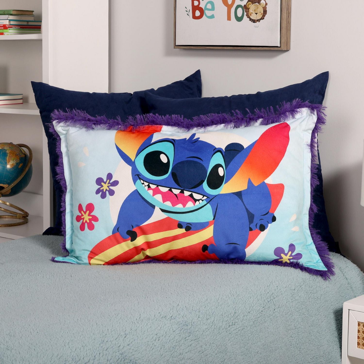 Disney Stitch Kids Jumbo Funky Fur Pillow, 20” x 30”