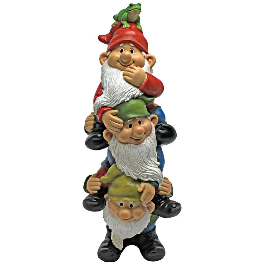 Tower of Three Gnomes and Frog Statue by Designt Toscano
