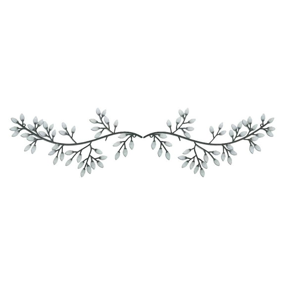 Mozhitti 1 Pair Metal Tree Leaf Wall Decor Vine Olive Branch Art Wrought Scroll Sculptures Above The Bed Living Room Outdoor Decoration
