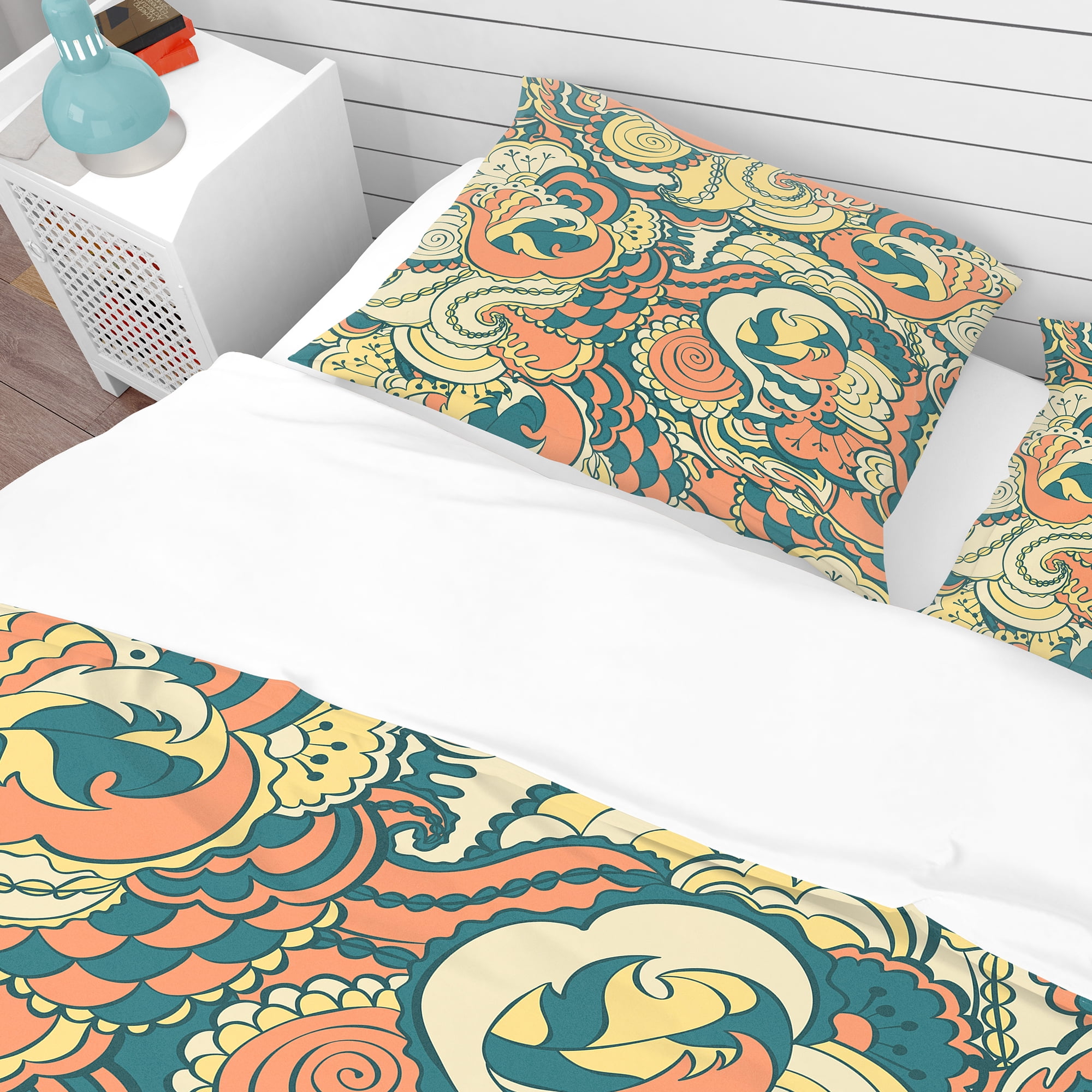 Designart 'Floral Pattern Background' Bohemian & Eclectic Duvet Cover Set