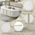 thumbnail image 5 of Harper & Bright Designs Oval Fluted Coffee Table with Storage, Gold Center Table with 2 Cabinets for Living Room, White, 5 of 17