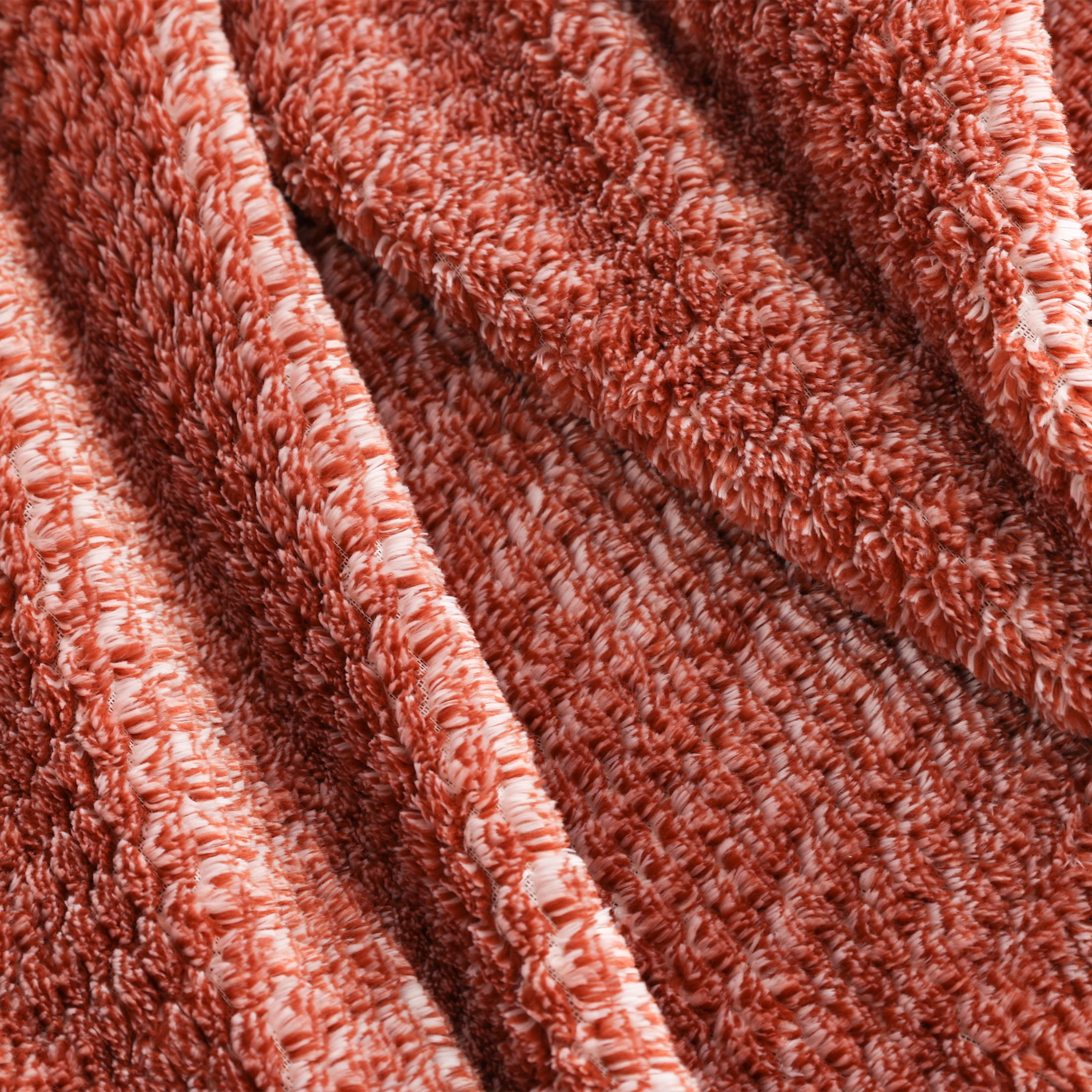 EcoThread Soft Plush Textured Heathered Oversized Couch Throw Blanket, Copper