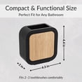 thumbnail image 2 of Modern Toothbrush Holder Black Rubber and Bamboo, 2 of 8