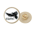 thumbnail image 1 of Crow Lettre Volante Ailes Gothiques Rond Métal Broche d'Or Clip, 1 of 3