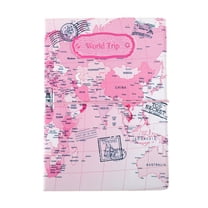 Unique Bargains 1 Pc Passport Holder Durable Map Design Document Holder for Travel Pink