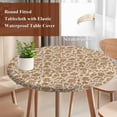 thumbnail image 4 of Brown Floral Round Tablecloth, Fitted Table Cover with Elastic for 36"-44" Round Tables, Vintage Rustic Flowers Botanical Spring Table Cloth Outdoor Indoor Dinning Party Waterproof Tablecloths, 4 of 7