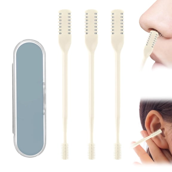 2-in-1 Manual Nose Hair Trimmer, 2026 Upgraded 360° Rotating Nostril Hair Removal Tool, Nose Hair Trimmer with Ear Picker for Women Men Travel Essentials
