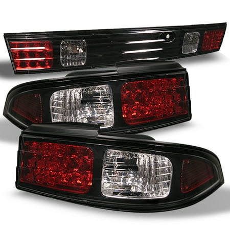 Fits 95-98 240Sx 180Sx S14 Zenki Kouki LED JDM Black Tail Lights + Trunk