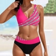 thumbnail image 2 of Huesdet Womens Bikini Sets Triangle Sexy Swimsuit Color Block String Two Piece Bathing Suit(Hot Pink,M), 2 of 9