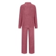 thumbnail image 5 of Lovskoo Womens Rib Knit Pajamas Collared Lounge Sets Solid Long Sleeve Top and Long Pants Matching Pjs Sleepwear Loungewear Claret XL, 5 of 6