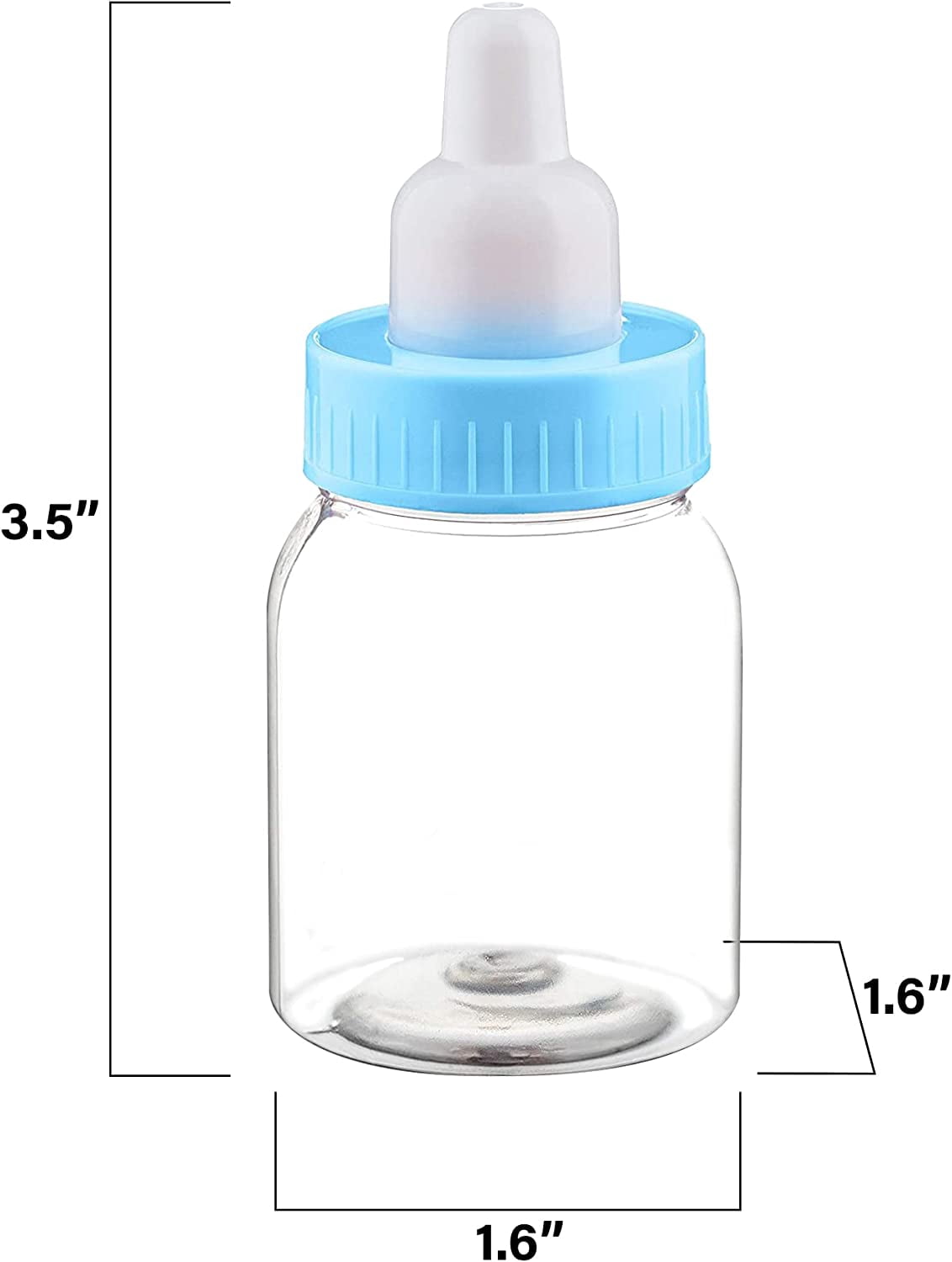 MT Products Blue Plastic Baby Bottles for Baby Shower - 3.5" Party Favor - Pack of 48