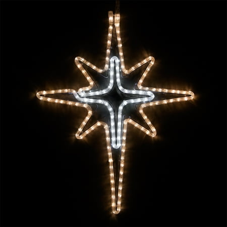 Wintergreen Lighting LED Star Lights Christmas Outdoor Christmas LED Star Christmas Outdoor Decorations LED Rope Light (28 Bethlehem Star with Cross Center Warm White/Cool White LED)