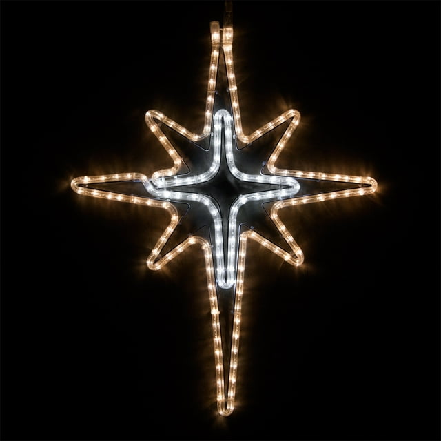 Wintergreen Lighting LED Star Lights Christmas Outdoor Christmas LED Star Christmas Outdoor Decorations LED Rope Light (28", Bethlehem Star with Cross Center, Warm White/Cool White LED)