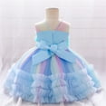 thumbnail image 4 of Toddler Kids Girls Prints Sleeveless Party Hoilday Photograph Flower Costome Court Style Tulle Mesh Dress Princess Clothes, 4 of 5