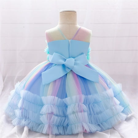 

PEASKJP Girls Formal Dresses Toddler Girls Boho Ruffled Embroidered Princess Swing Sleeveless Elegent Dress Vintage Ruffled Wedding Party Evening Formal Dresses Blue 3-6 Months