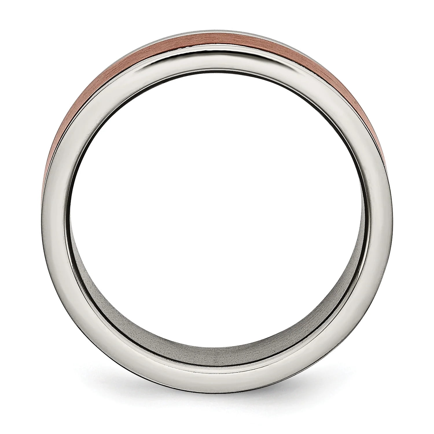 Titanium Grooved Edge 8mm Brown IP-plated Brushed/Polished Band