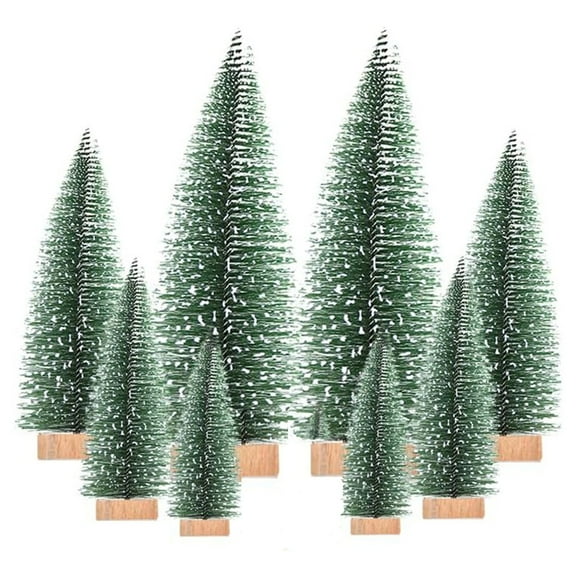 Christmas Decorations, 8 Pcs Mini Christmas Trees Artificial Christmas Tree Bottle Brush Trees Miniature Snow Pine Trees for Xmas Table Decor DIY Crafts Home