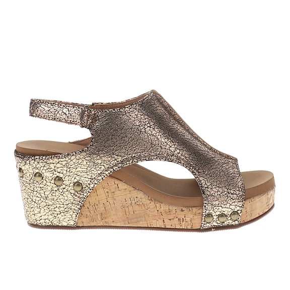 Corkys Womens Carley Metallic Studded Wedge Slingback Casual Shoes