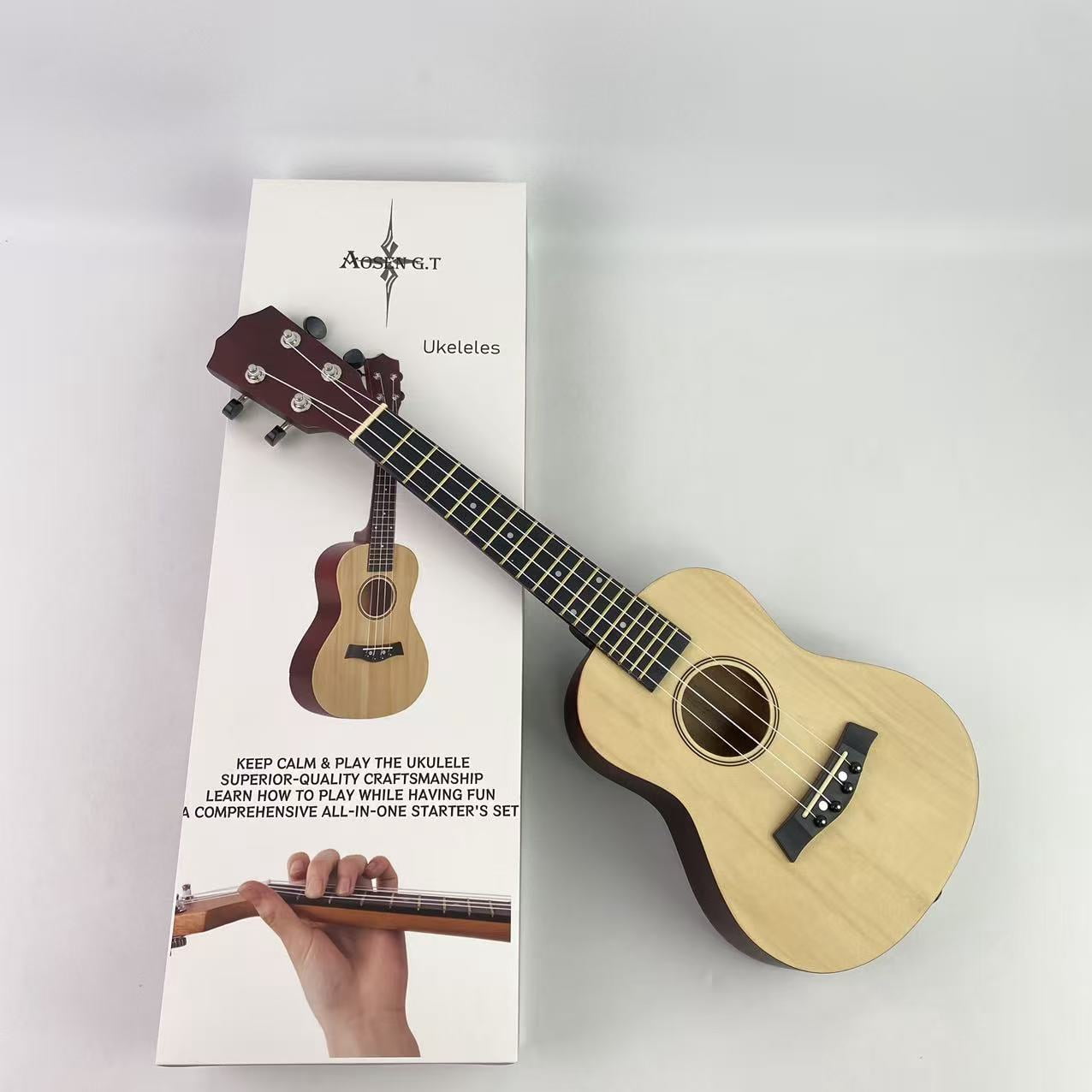 AOSEN G.T Ukeleles - 21 Inch w/String Mahogany Soprano Ukulele