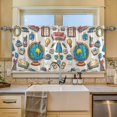 thumbnail image 2 of Yayeee Kitchen Curtains Tier Set of 2 Light Filtering 57"x36" Over Sink Window Panels, Beige School, 2 of 7