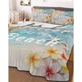thumbnail image 3 of Quilts Twin XL Size, Summer Beach Ocean Soft Comforter Bedding Set for Bed, Vintage Flowers Coastal Starfish Lightweight Quilted Bedspread with Pillow Cover(2 Pieces) for All Season, 68x98 Inch, 3 of 6