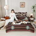 thumbnail image 4 of jejeloiu Mondern Aztec Geometric Full Size Comforter Sets,Rustic Farmhouse Cowhide Bedding Comforter Set,Red Abstract Stripes Bedding Sets For Men Women,Breathable Home Decor Reversible,3-Piece, 4 of 8