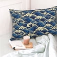 thumbnail image 4 of Cauagu Japanese Water Wave Print Pillow Covers with Envelope Closure,1PC Pillow Cases Decorative Pillow Case for Bed & Couch, Pillows Not Included-20"x30", 4 of 6