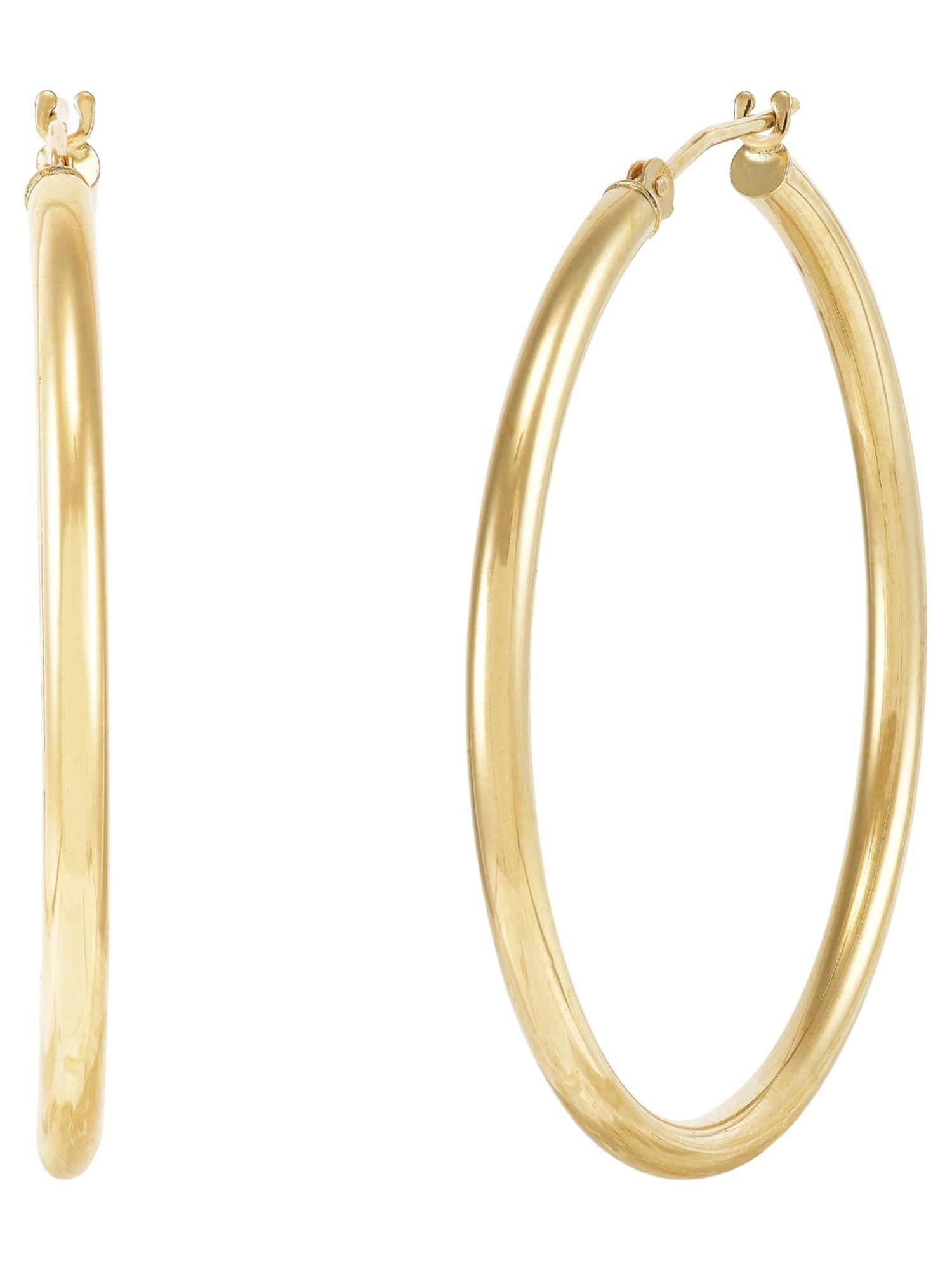 Brilliance Fine Jewelry 10K Yellow Gold 2.3MM X 37MM Hollow Round Hoop Earrings
