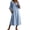 Blue, variant on Summer Women's 3/4 Sleeve Maxi A-Line Dress Washed Crinkle Ruffle Collar A Line Mid Loose