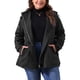thumbnail image 1 of Chaqueta de lluvia para mujer de tallas grandes Agnes Orinda, impermeable, forrada de forro polar, con capucha, abrigo largo con bolsillos, 2X negro, 1 of 5