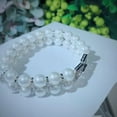 thumbnail image 2 of Handmade Double Rows CZ Big Pearl Bracelets Bangle for Women Wedding, 2 of 7