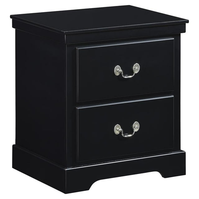 Lexicon Seabright Table de Nuit Traditionnelle en Bois à 2 Tiroirs Noir