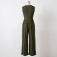 thumbnail image 4 of Womens Summer Jumpsuits Dressy Casual Sleeveless Mock Neck Wide Leg Pants Rompers Army Green L, 4 of 4
