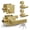 Satin Brass, variant on Mega Handles | Robell Entry Lever and Deadbolt Combo | 3 Pack Keyed- Alike | Satin Brass
